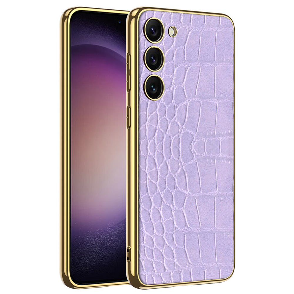 GKK Crocodile / Snake Texture Case for Samsung Galaxy S23+, Electroplating TPU Frame PU Leather Coated PC Back Case - Crocodile Texture / Purple GKK Crocodile / Snake Texture Case for Samsung Galaxy S23+, Electroplating TPU Frame PU Leather Coated PC Back Case - Crocodile Texture / Purple
